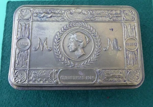 WW1  1914 BRASS PRINCESS MARY CHRISTMAS GIFT  TIN NAMED TO THE OWNER ....SCARCE - Picture 1 of 6