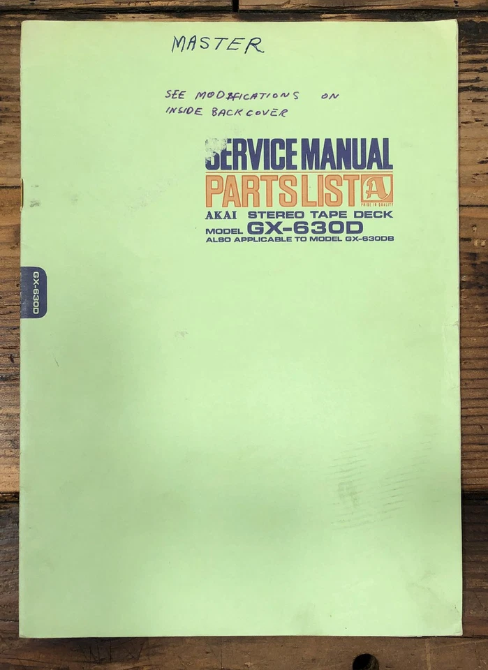 Akai GX-630D Reel to Reel Service Manual & Parts List *Original* - Image 1 of 1