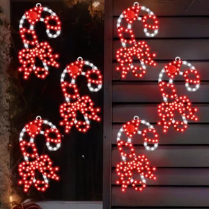 6 Pack 300 Hi Vibrant Twinkling Lighted LED Candy Cane Decoration, 10 in. Plu... - Foto 1 di 7