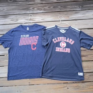 Cleveland Indians MLB Apparel Lot 2 Fan T Shirts Mens Large Genuine Merchandise - Picture 1 of 5