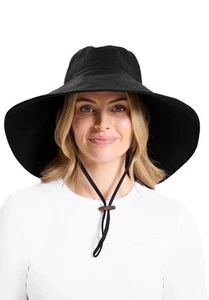Cappello donna Solbari ultra largo cotone lino confezionabile taglia S/M nero/nero - Foto 1 di 6