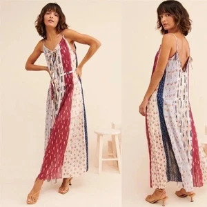 Anthropologie ML Monique Lhuillier Tapestry Pleated Maxi Dress Womens 0P Boho - Picture 1 of 9
