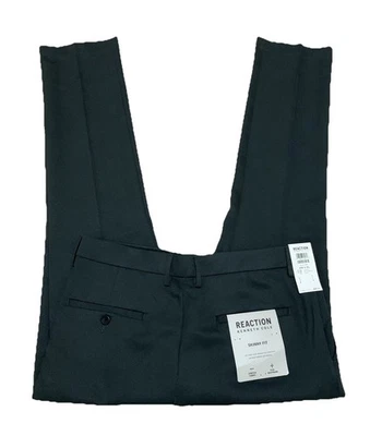 Pantalones de vestir Kenneth Cole Reaction para hombre 33x30 calce ajustado elástico frente plano Foto 1 de 4