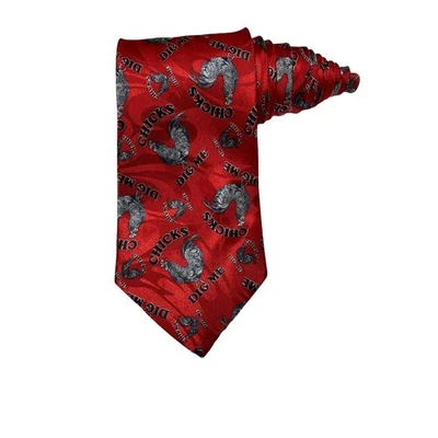 Roberto Cellini Chicks Dig Me Rooster Novelty Necktie Red Polyester - Image 1 of 4