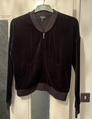 Juicy Couture Black Velour Zip Top Size Medium Ladies Size 10-12 sparkly   - Image 1 of 3