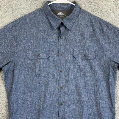 VINTAGE Croft Barrow Quick Dry Shirt Men Large Blue Hiking Button Up Flap Pocket - Image 1 of 4