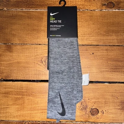 Nike Dri-Fit Head Tie Adult Unisex Charcoal Heather Grey Sweat Wicking NEW - Image 1 of 4