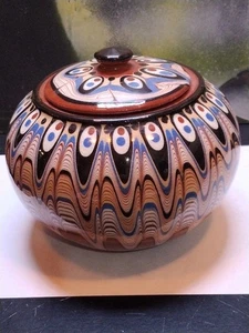 BULGARIAN TROYAN Redware Bowl with a Lid! * Collectible Folk Art Hand Made - Picture 1 of 8