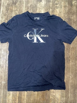 Calvin Klein Men's T-Shirt Size Small Gold and Black- Peeling Letters! - Image 1 of 4
