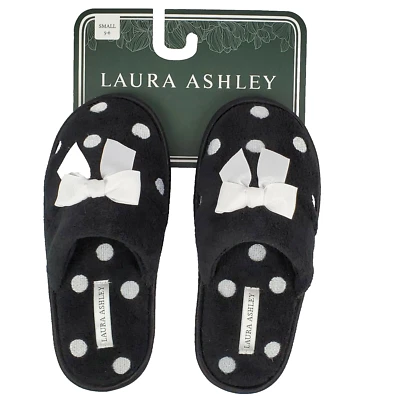 Zapatillas sin cordones Laura Ashley pequeñas para mujer 5-6 negras blancas con lazo a lunares nuevas Foto 1 de 4