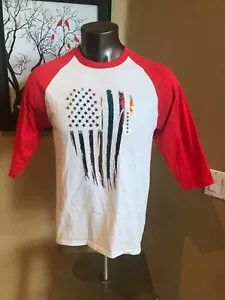 NEW! Women’s Mid Length Sleeve American Flag T-Shirt Size Medium Patriot Med M - Picture 1 of 7