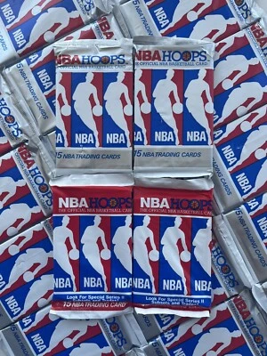 1990-91 Hoops NBA Basketball 90-91 Series 1 & 2 - Sealed 4x Packs - Jordan - image 1 of 4