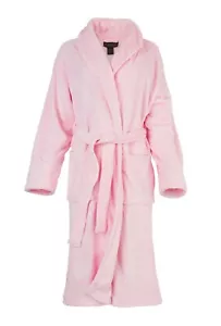 Women Pink Shawl Collar Velour Soft Plush Thick Bath Robe Warm Spa & Hotel - Picture 1 of 1