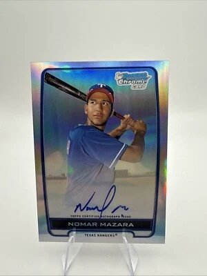 1st Bowman 2012 refractor cromado Nomar Mazara firmado duro automático #/500 🔥🔥🔥 Foto 1 de 4