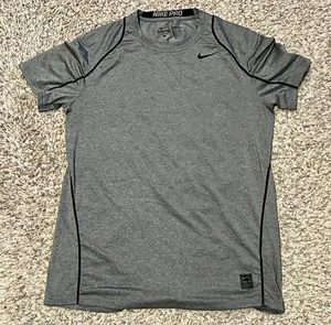 Nike Pro T-Shirt Men L Heather Gray Fitted Stretch DRI-FIT Workout Athletic NICE - Picture 1 of 4