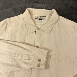 Tommy Bahama Shirt Mens Extra Large Beige Check Long Sleeve Button Up 100% Silk - Picture 1 of 11