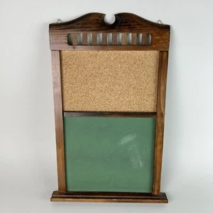 Vintage Kitchen Memo Note Dual Cork & Chalk Board 22" x 13" Wood Frame & Ledge - Picture 1 of 8