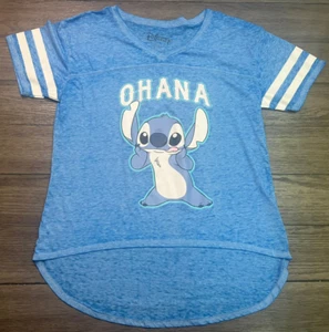 Disney Juniors T-Shirt Blue Ohana Lilo & Stitch Jersey Size XL 15-17 - Picture 1 of 5