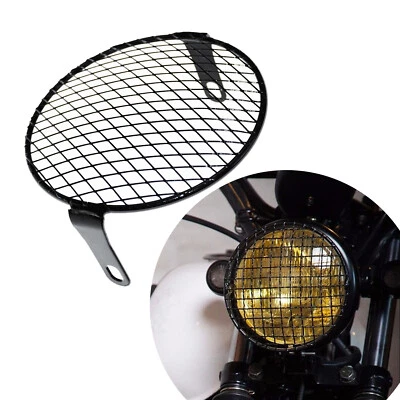 Protector de máscara de faros universal para motocicleta de 6,5" de malla metálica cubierta de parrilla Foto 1 de 4