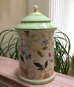 Tracy Porter Evelyn Hand Painted Large Canister & Lid - French Country Decor!