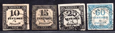 FRANCE 1859-1873 POSTAGE DUES SC. J3, J4, J6, J10 CATALOG VALUE $300 - Image 1 of 2