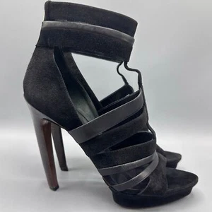 Emilio Pucci Platform Caged Heels Size 39 9 US Suede Leather Designer Strappy - Picture 1 of 12