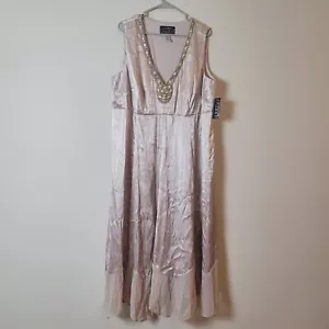 Vintage Alex Evenings dress 18 champagne Whimsigoth wedding mother satin Gown 2X - Picture 1 of 22