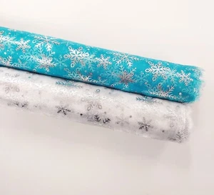 Lámina Plata Copo de Nieve Organza Navidad Congelado Disfraz Vestido Tela Organdi  - Imagen 1 de 11