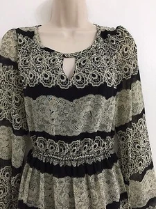 Funky People LT WEIGHT DRESS Dresses Black WHI PRINT OFFICE CASUAL large L - Picture 1 of 10
