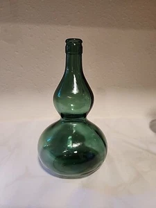 VINTAGE Double Gourd Green Decorative Bottle With Makers Mark on Bottom - Picture 1 of 4