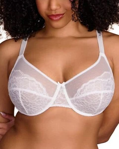 Full Coverage Plus Size Lace Underwire Bras for Women Heavy Breasts White - Picture 1 of 6
