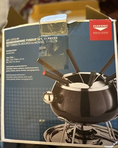 Paderno Black Fondue Set Bourguigonne 11 pieces Stainless Steel NIB - Picture 1 of 6