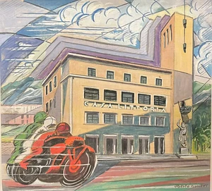 Uberto Bonetti : Tricolor Motorcycles : Archival Quality Art Print - Picture 1 of 1