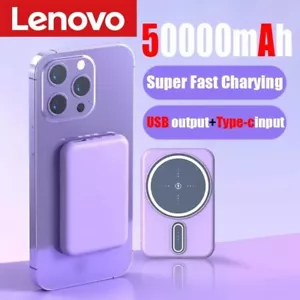 Lenovo 50000mAh Wireless Magnetic Power Bank Super Fast Charging Portable Batter - Picture 1 of 17