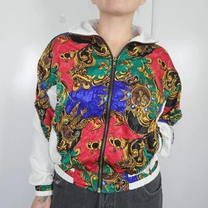 Chaqueta de bombardero retro ligera vintage Clipper Bay multicolor arte barroco pequeña - Imagen 1 de 16