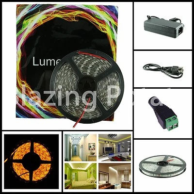 LW 5M 5630 IP65 Waterproof Flexible 300 LED Strip Lights Kit -White PCB- Yellow - Image 1 of 4