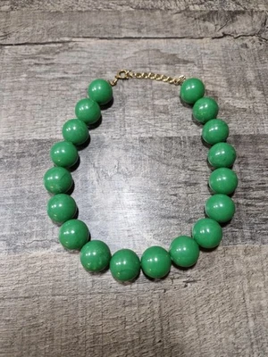 Halskette Perlenkette Modeschmuck Grün Vintage Retro Karabinerverschluss  - Bild 1 von 4