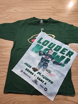 Minnesota Wild T-shirt, Staal, Large With 2025 Playoff Microfiber - Image 1 of 4
