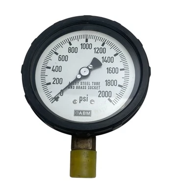 ABM 0-2000 PSI Pressure Gauge Alloy Steel Tube and Brass Socket Made in Germany - Image 1 of 4