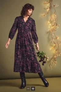 Seasalt Engleheart Dress UK 10 Tapestry Bloom Grape Floral Purple Midi BNWT NEW - Picture 1 of 14