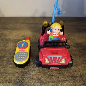 Vintage 1999 Fisher Price Battery Operated Red Jeep w/remote, figure & fish - Picture 1 of 2
