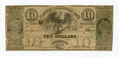 1855 $10 The Planters & Mechanics Bank - Charleston, SOUTH CAROLINA Note - Image 1 of 2