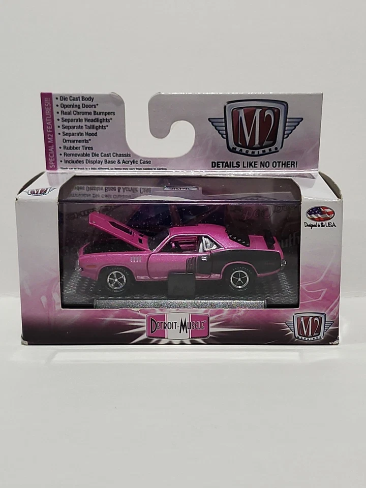 M2 Machines Detroit Muscle 1971 Plymouth Hemi Cuda R31 Pink  - Image 1 of 4