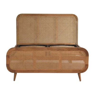 Solid Wood Rattan Bed, Beige - image 1 of 4
