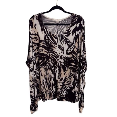 Boston Proper Small/Medium Animal Print Knit Sweater Poncho Boho Western Brown - Image 1 of 4