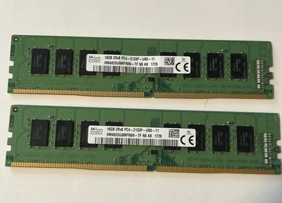 32GB 2x16GB DDR4 2133MHz SK-Hynix UDIMM HMA82GU6MFR8N-TF Desktop Memory RAM - Image 1 of 2