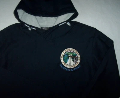 NEW Scotch & Soda Navy FREE SPIRIT OF AMSTERDAM Logo Hoodie Sweatshirt Men's XL - Image 1 of 4