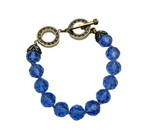 Heidi Daus Statement Blue & Purple Crystal Beaded Toggle Bracelet - Picture 1 of 16