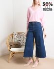 RRP €190 8 Jeans W27 Stretch Wide Leg Frayed Cuffs Cropped Made in Italy