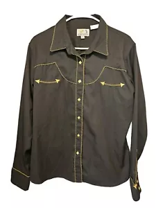 Panhandle Shirt Mens Extra Large Slim Black Gold Western Cowboy South Honky Tonk - Picture 1 of 7